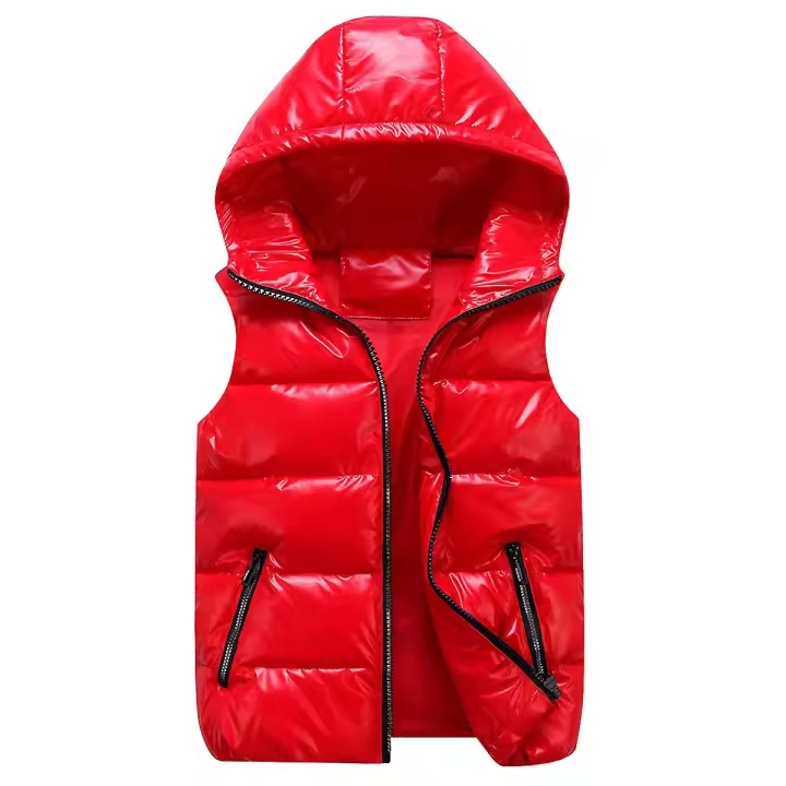 Unisex Shiny Waterproof Sleeveless Jacket Lightweight Puffer Vest - 1