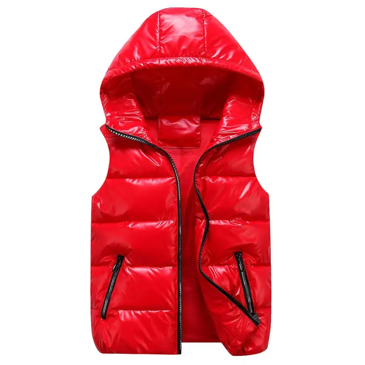 Unisex Shiny Waterproof Sleeveless Jacket Lightweight Puffer Vest - 1