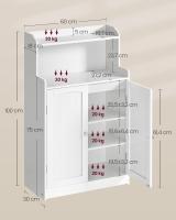 Armario de Baño, Mueble con 2 Puertas, 2 Estantes Ajustables, 30 x 60 x 100 cm, para Comedor, Cocina, Salón - details 5