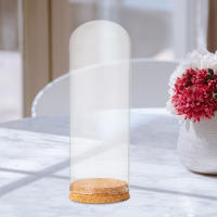 Vaso De Vidrio Con Base De Madera Para Exhibición De Mesas Cubierta Transparente Para Flores Secas Adornos Y Terrarium Estilo Moderno - details 3