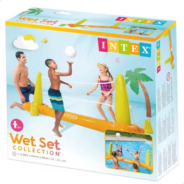 Intex 56508 Juego Hinchable Vóley Flotante 239x64x91cm, Naranja/Verde - 1