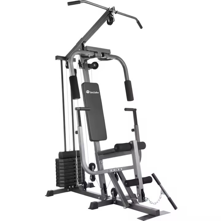 Tectake - Máquina Multiestación Home Gym con módulo de banco para sentadilla  Para principiantes y profesionales  Incluye módulo de mariposa y módulo de banco  Placa protectora metálica para ejercicios de curl de bíceps de pie con barra - 1