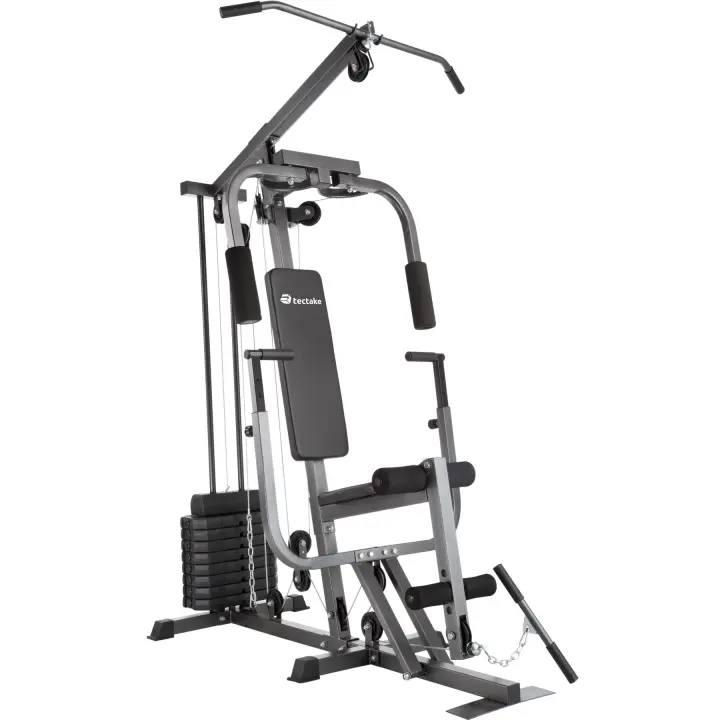 Tectake - Máquina Multiestación Home Gym con módulo de banco para sentadilla  Para principiantes y profesionales  Incluye módulo de mariposa y módulo de banco  Placa protectora metálica para ejercicios de curl de bíceps de pie con barra - 1