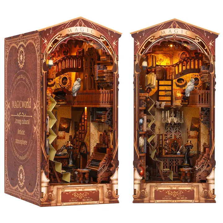 Nuevo Kit De Construcción De Miniaturas Librería Para Juguetes Casa De Muñecas Estante De Libros Madera Decoración Del Hogar Regalos De Año Nuevo - 1