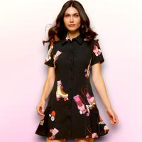 Vestido Patinadora Minueto - Camisero Corto Negro con Bajo Plisado - details 1