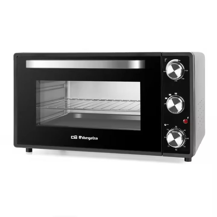 Orbegozo HO 385 - Horno eléctrico de sobremesa, 38 L, temporizador, termostato regulable, calor superior/inferior, bandeja recogemigas, 2000 W - 1