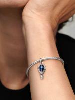 Pandora - Charm de viaje en Globe aerostático Azul-Plata de Lei - details 3