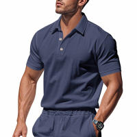 Camisa POLO de manga corta con solapa y botones, informal, de lino, transpirable, estilo británico, de verano para hombre - details 20