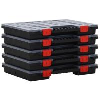 vidaXL Cajas de Accesorios Polipropileno (5 unidades) Surtido Estuche Organizador Modelo 15 divisores, 26 divisores, 21 cajas - details 1