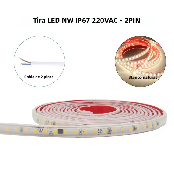 Tira De Luces LED SMD 2835 IP67 Impermeable 120LEDs/m Flexible 1M 2M 3M 5M 10M 20M Calor Frío Blanco Para Iluminación Doméstica AC 220V 230V - 1