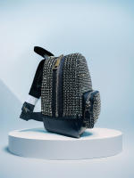 Mochila Mini Jiomay De Moda Para Mujer Lujo Diseñadora Ligera Cuero Sintético Con Decoración De Diamantes Cierre De Cremallera - details 13