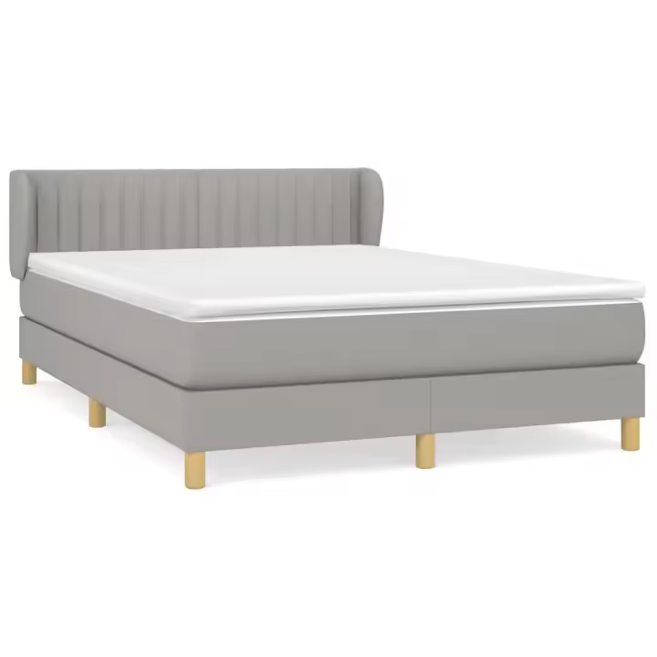 vidaXL Cama box spring con colchón tela gris claro 140x200 cm - 1