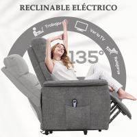 HOMCOM Sillón Relax Reclinable Eléctrico Sillón Levanta Personas con Mando a Distancia y Bolsillo Lateral Sillón Elevador para Salón Dormitorio - details 1