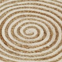vidaXL Alfombra de yute tejida a mano diseño espiral blanco 120 cm Alfombras de área  Alfombra de Piso para Sala de Estar Dormitorio Habitación Salón - details 3