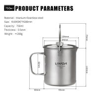 Lixada Taza De Café De Titanio 750ml Con Press Francés Y Cuchara Plegable Para Camping Y Cocina Al Aire Libre - details 14