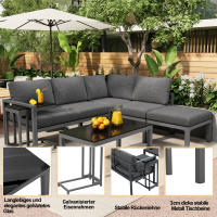 Juego de tumbonas de Jardín, tumbona esquinera, muebles de Jardín Para 4-5 personas con Mesa Auxiliar y Mesa de Centro, muebles de Jardín resistentes a la intemper, Gris, juego de 5, incl. Todos Los Juegos - details 2