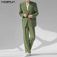 INCERUN Conjunto De Hombre 2024 Estilo Coreano Chaqueta Larga Y Pantalones Casual Streetwear Masculino Dos Piezas S-5XL Solido - details 9