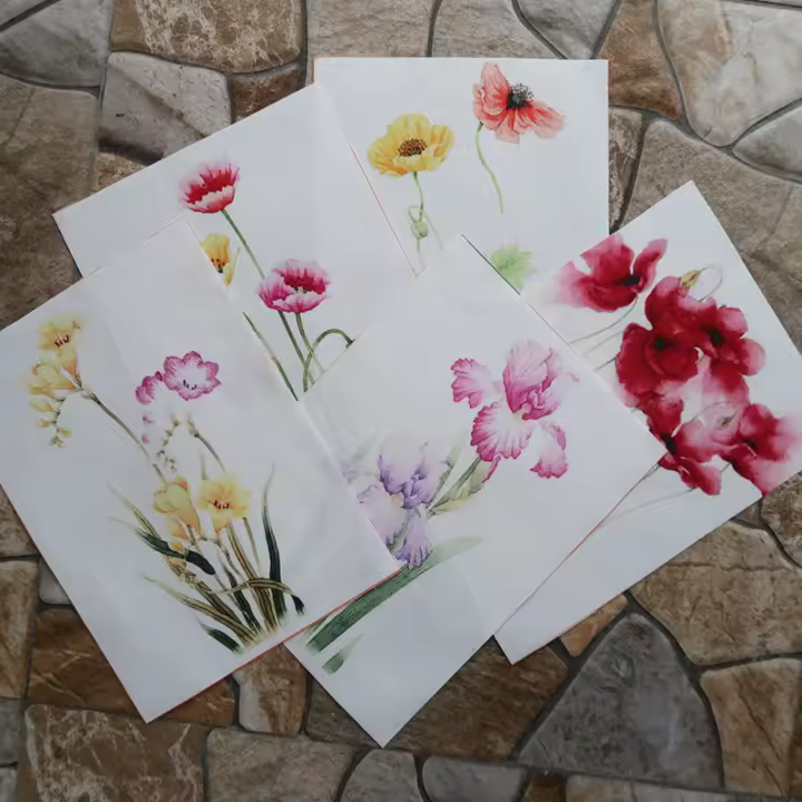 1pc Tela De Algodón Tejida a Mano Con Pintura Al Acuarela Flor DIY Decorativa Y Patchwork Tela Tejida a Mano Antideslizante Para Manualidades - 1
