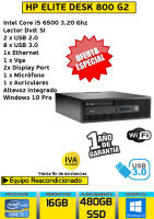 Ordenador de sobremesa Hp 800 g2 ssf core i5 6 generacion 16gb Ram 480 gb ssd - details 0