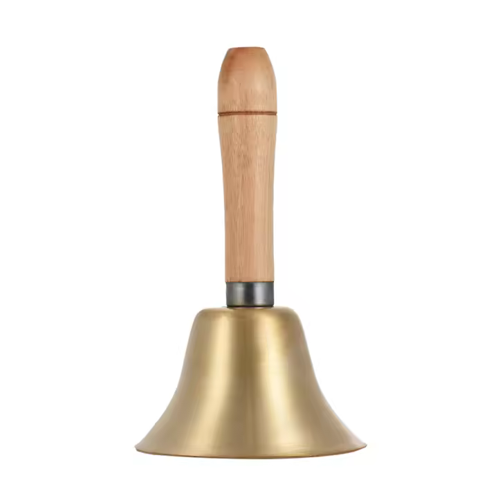 Campana De Mano De Latón Para Boda Y Festival Con Mango De Madera Campana De Escritorio Silbato Fuerte Para Decoración - 1