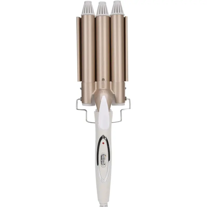 Rizador de Pelo 25 mm., Rizador de 3 Tubos, Rápido, Iron Wave Curler Multifunción Temperatura Ajustable 180℃/210℃ para Rizar y Ondas un Efecto Ondulado,  Cerámica/Oro - 1