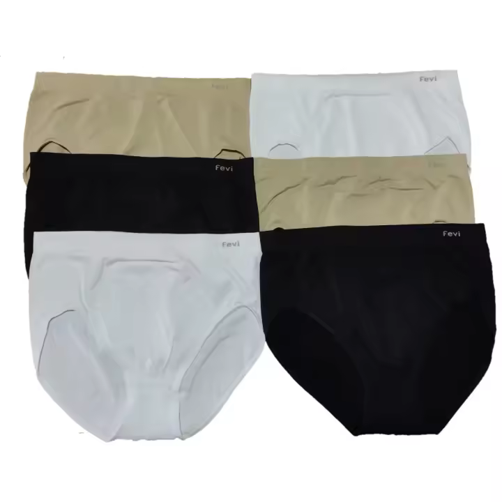 Fevitex - Pack de 6 y 12 Bragas de Mujer de Licra Sin Costura - Talla Mediana, Grande y Super Grande - 1