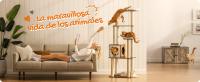 FEANDREA Árbol para Gatos, Torre Moderna de Gatos 165 cm, 5 Postes para Arañar, Cojines Lavables y Desmontables, Plataforma, Cueva, Muebles de Interior para Gatos, Greige/Marrón Rústico - details 2