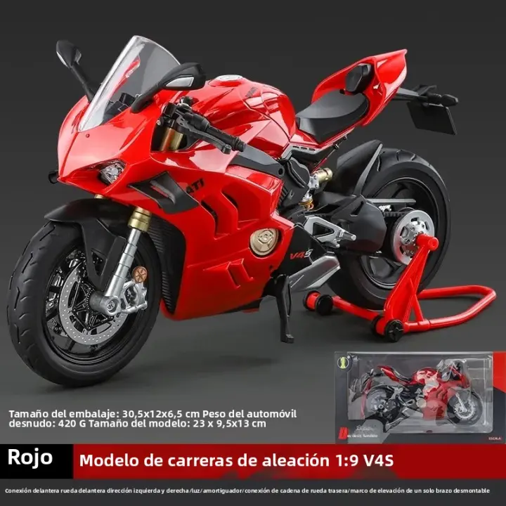 Modelo De Motocicleta De Aleación V4S a Escala 1:9 Con Luces Juguete De Replicación De Coche De Alta Calidad Para Niños Regalo Para Enthusiasts De Carreras - 1