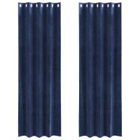 Cortinas opacas vidaXL con ojales 2 pcs de terciopelo azul oscuro - details 1