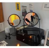 Espejo De Maquillaje Retro Europeo Y Americano Metálico Portátil Para Mesa Espejo Redondo Giratorio Para Vestir Para Niñas - details 6