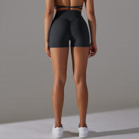 Shorts Deportivos Sin Costuras Cintura Alta Push up Yoga Elásticos Para Gimnasio Y Correr Shorts Transpirables De Poliéster Y Nylon - details 41