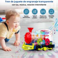 Juguete De Tren Eléctrico Para Niños Transparente Con Luz Y Música Juguete Educativo Temprano Tren Luminoso Para Niños - details 2