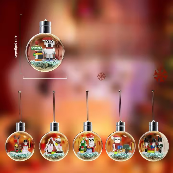 Juego De Bloques De Construcción Navideños 6 En 1 Lámpara De Navidad Colgante Decoración Para Edificios Juguetes Educativos Para Niños Y Niñas Regalos De Navidad - 1