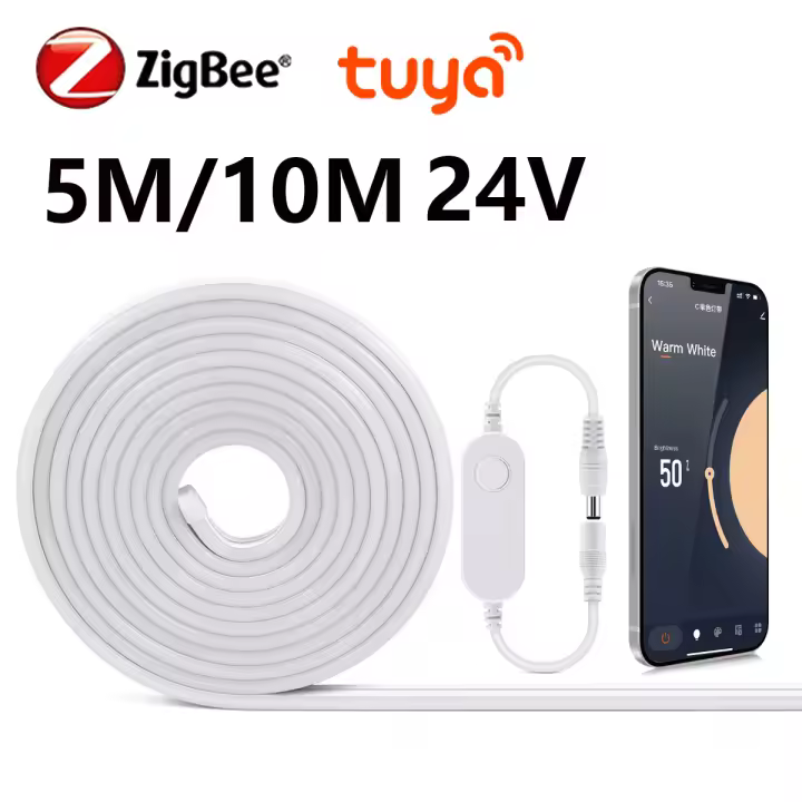 Tira De Luces LED Neón ZigBee Tuya Inteligente AC220V a DC24V Impermeable Para Iluminación De Pared Habitación Cocina Armario - 1