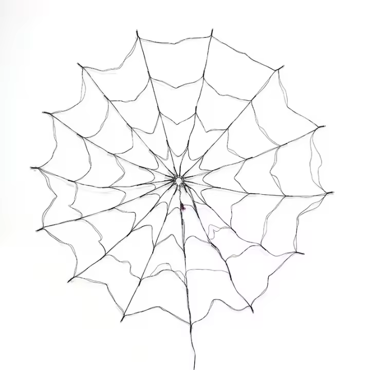 Decoración De Halloween Con Telas De Araña Luminosas 70 LED Colores Naranja Y Morado Para Exterior E Interior - 1