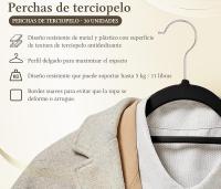 XY HOME - Pack de 9/15/24 Perchas de Terciopelo Negro, 41 cm de Largo, Ultrafinas y Resistentes, con Ganchos Giratorios 360°, para Camisas, Abrigos y Ropa Pesada - details 5
