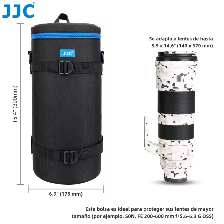Estuche Para Lente De Zoom JJC Grande Y Grueso Para Cámara Compatible Con Nikon 180-600mm 600mm F6.3 Sony 200-600mm Con Sombrilla Inversa Y Convertidor Telémetro. Material Polyester. Ajustable. Zipper. Impermeable. - 1