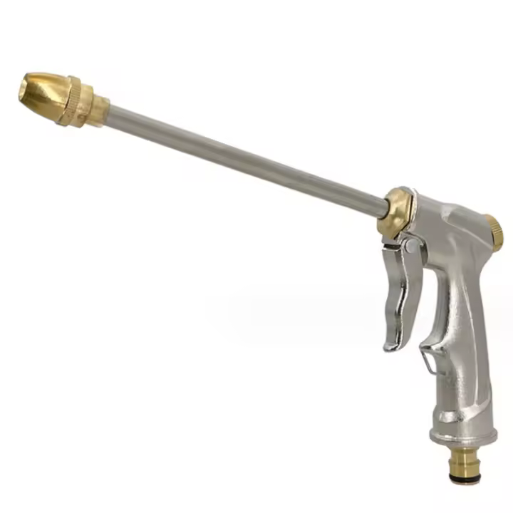 Pistola De Agua De Metal Alta Presión Con Varilla Larga Y Botella De Espuma De 100ML Kit De Riego Para Jardín Ajustable Y Portátil - 1