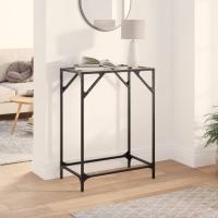 vidaXL Mesa consola con superficie de vidrio acero 60x35x81 cm en color Negro/Transparente | estructura resistente ideal para salón dormitorio o estudio - details 1