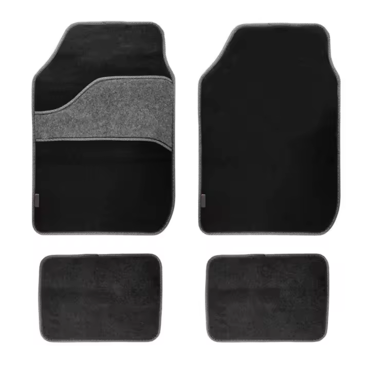 HOGUITA-Juego de 4 Alfombras de Moqueta para Coche,Alfombrillas Universales para Coche,Antideslizantes,Alfombras Delanteras y Traseras,Color Negro - 1