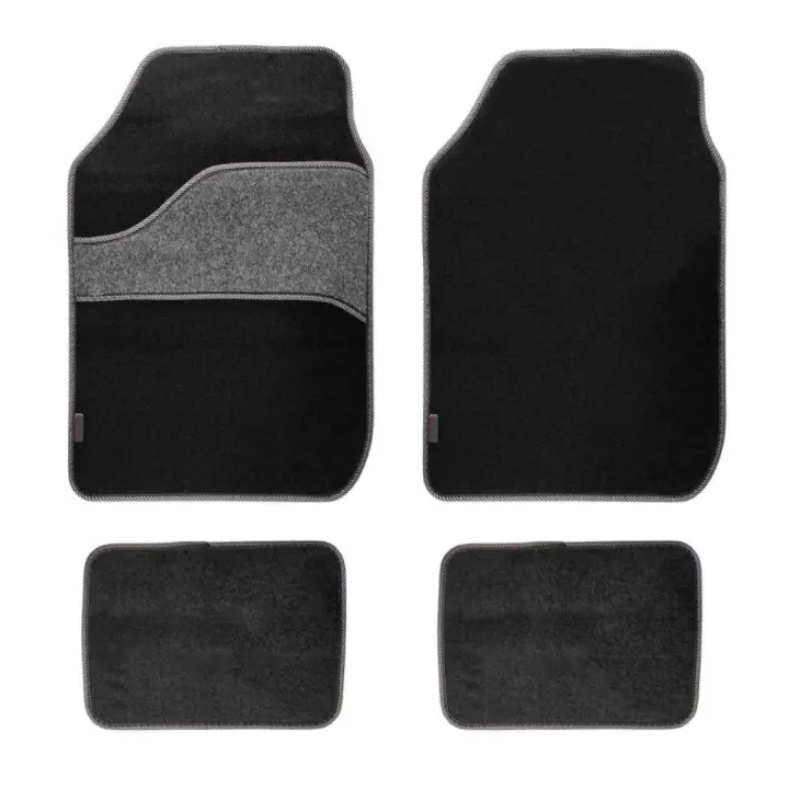 HOGUITA-Juego de 4 Alfombras de Moqueta para Coche,Alfombrillas Universales para Coche,Antideslizantes,Alfombras Delanteras y Traseras,Color Negro - 1