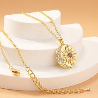Encanto Collar con colgante de sol y luna de circonita sintética de cobre y temperamento a la moda para mujer, ideal como regalo de fiesta. - details 4