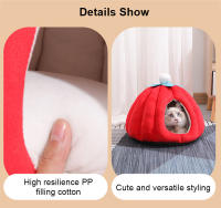 Cama Para Gato Invierno Caliente Suave Casa De Gato Antideslizante Forma Calabaza De Dibujos Animados Nido Para Gatos Perros Mascotas Internas Para Gatos Y Perros - details 6