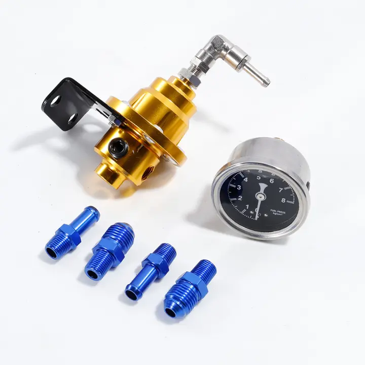 Regulador De Presión De Combustible Ajustable Para Coche Accesorios De Vehículos Universal Con Kit De Medidor Azul Rojo Negro - 1