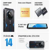FOSSiBOT F105 Smartphone Resistente, Pantalla HD+ 6.745 pulgadas, 4+8 GB RAM + 64 GB ROM, Batería 10300 mAh, Cámara 20 MP + 8 MP, Dual SIM 4G, Chipset Octa-core, Sistema Android 14, Desbloqueado / Reconocimiento Facial / OTG / GPS, IP68/IP69K - details 2