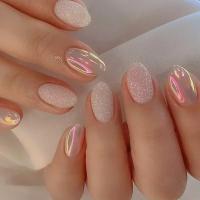Juego De 24 Piezas De Uñas Postizas De Acrílico Con Diseño De Bocanada Y Puntos En Blanco Florido Uñas Postizas Francesas Para Baile De Ballet Longitud Media - details 14