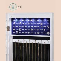 Espejo joyero colgante con luz led, montaje en pared o puerta, cuerpo entero, iluminación interior, regalo elegante en color blanco, 37x9,3x108 cm - details 6