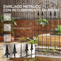 Outsunny Juego de 2 Enrejados de Jardín Soportes para Enredaderas con Marco de Acero para Plantas Trepadoras y Decoración Patio Terraza 55x128 cm Negro - details 5