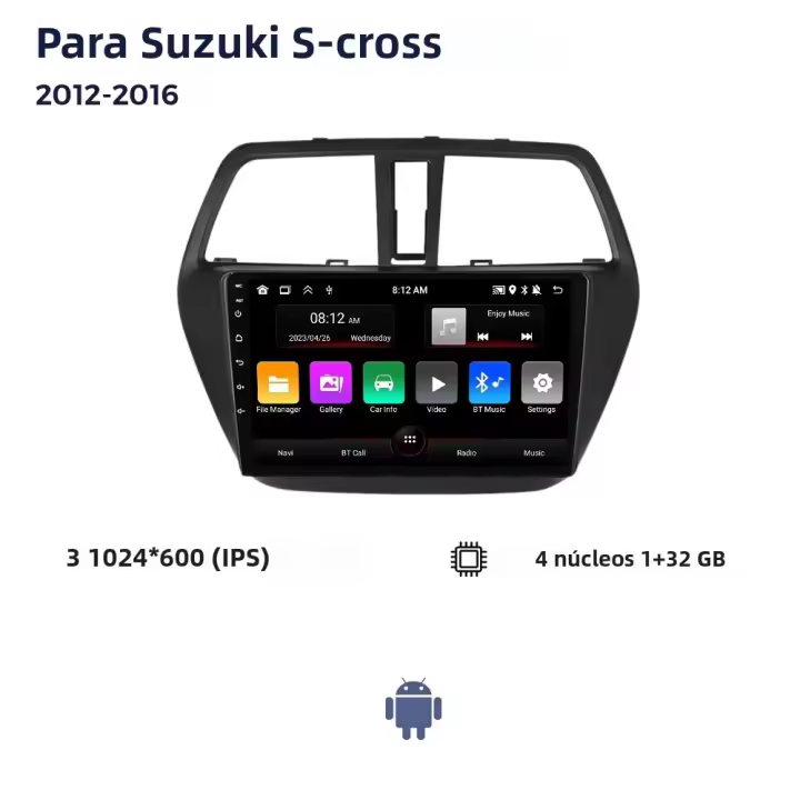 Reproductor Multimedia Android 13 Para Coche Video Player GPS Navegación Stereo Head Unit Carplay Para Suzuki SX4 2 S-Cross 2012-2016 - 1