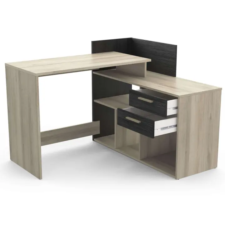 Optima Mesa Escritorio Reversible Melamina Roble Kronberg/Negro 121cm Estilo Moderno, Muebles de Oficina - 1